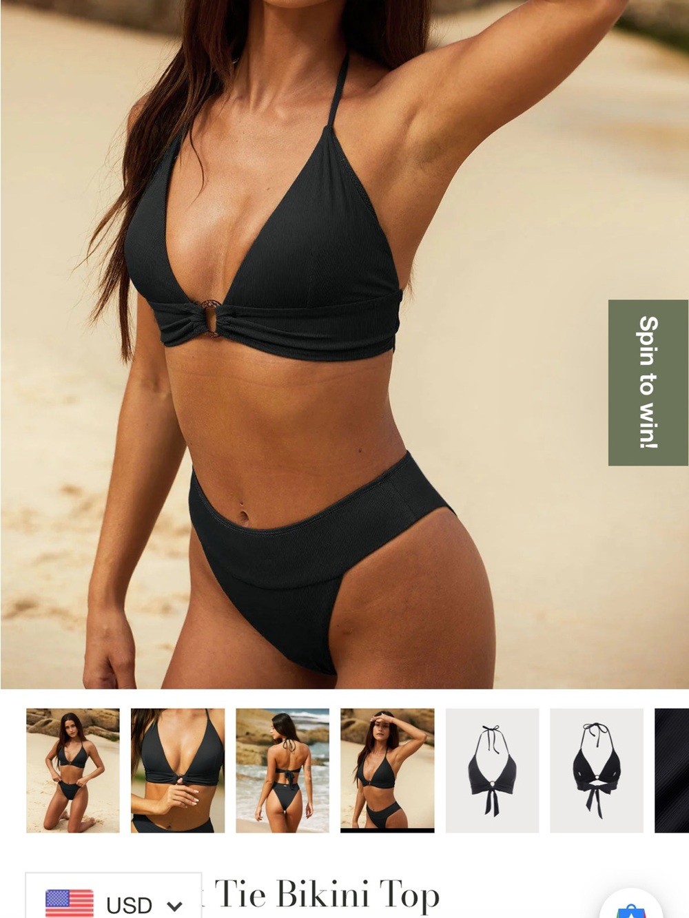Berlook - Black Back Tie Bikini Top